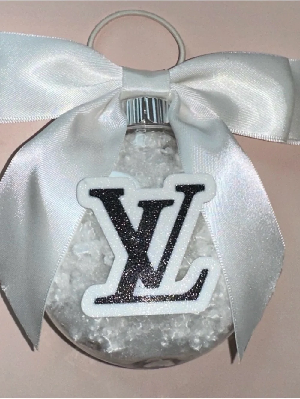 White Luxury-Inspired Ornament with Monogram Accent